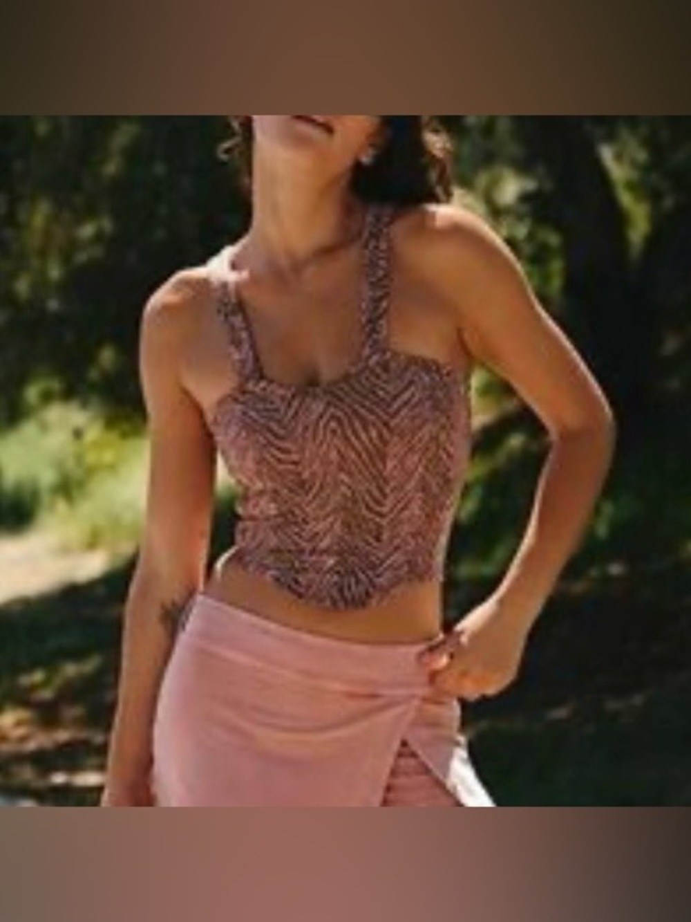 NWT Free People Movement Zebra Print Cropped Tank Size M/L